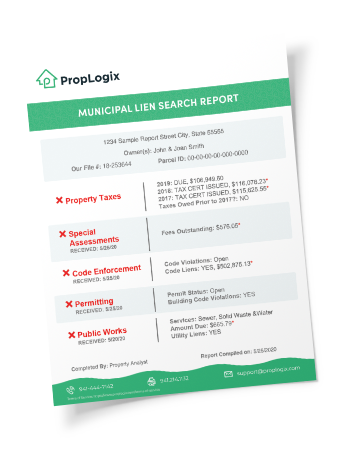 Municipal Lien Search Report Sample Example